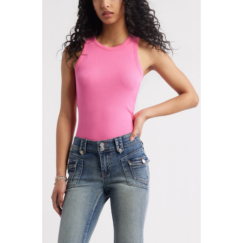 Bp. Slinky Rib Knit Tank In Pink Butterfly