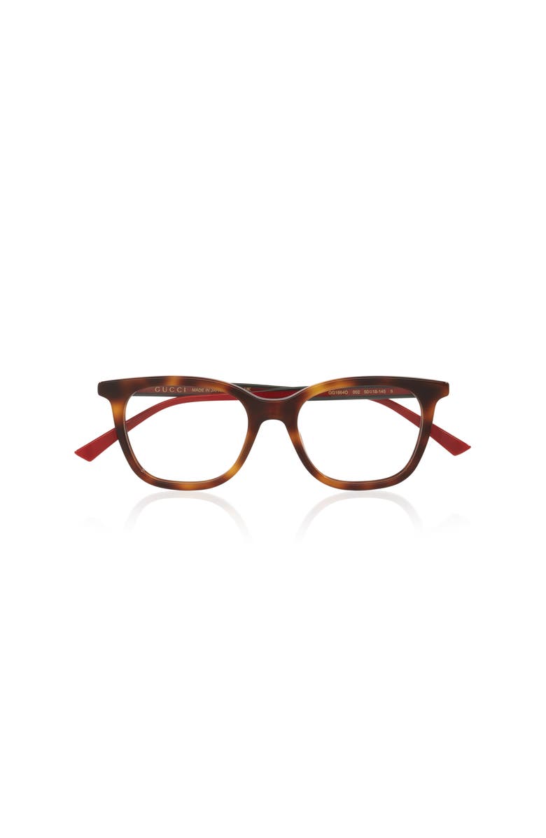 Gucci 50mm Rectangle optical glasses, Alternate, color, Tortoise
