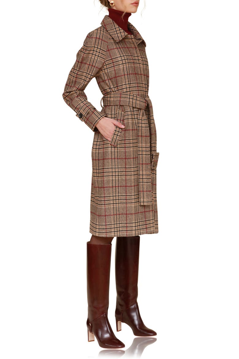 Plaid Belted Longline Coat, Alternate, color, HERITAGE PLAID