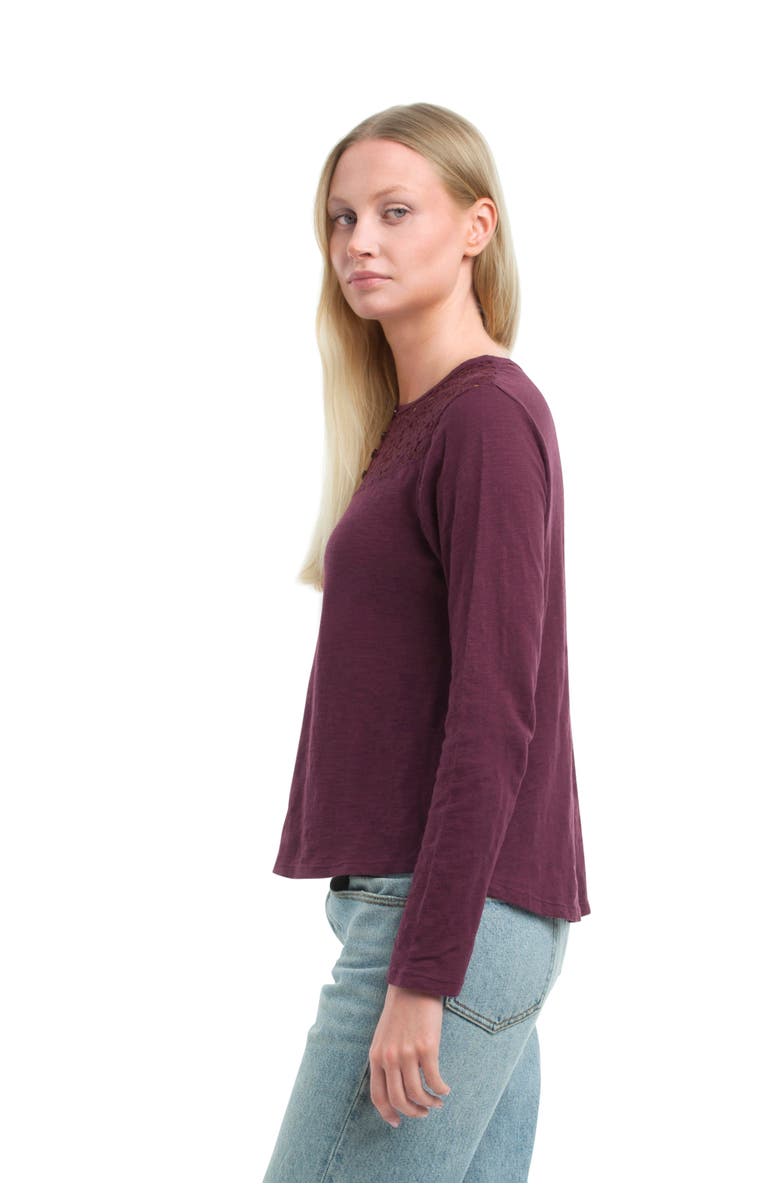 WILT Clothing Lace Yoke Henley Tee, Alternate, color, 