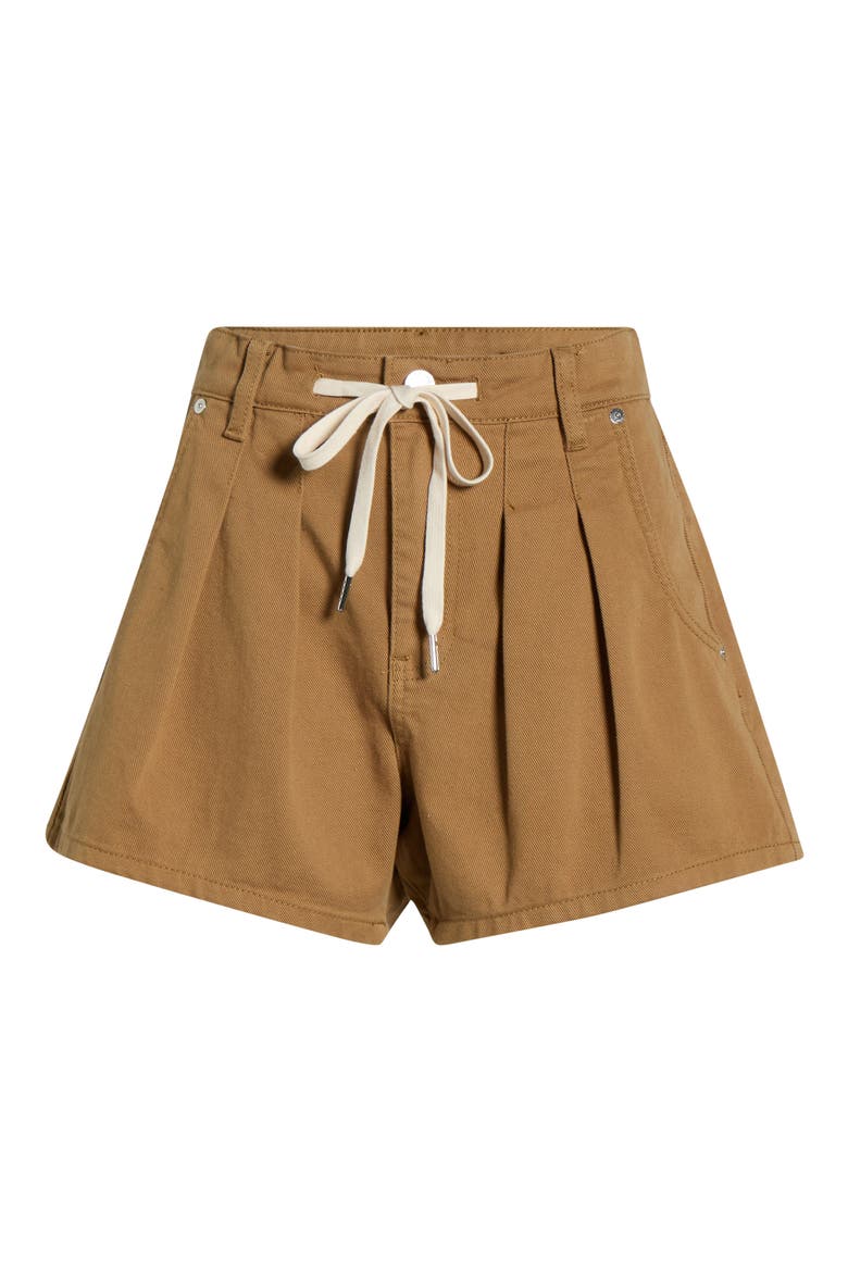 Drawstring Waist Pleated Cotton Twill Shorts, Alternate, color, ICED TEA
