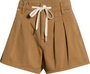 BLANKNYC Drawstring Waist Pleated Cotton Twill Shorts