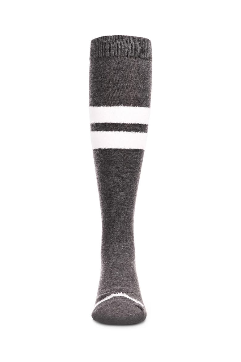 Fuzzy Stripe Knee High Socks, Alternate, color, Dark Gray Heather