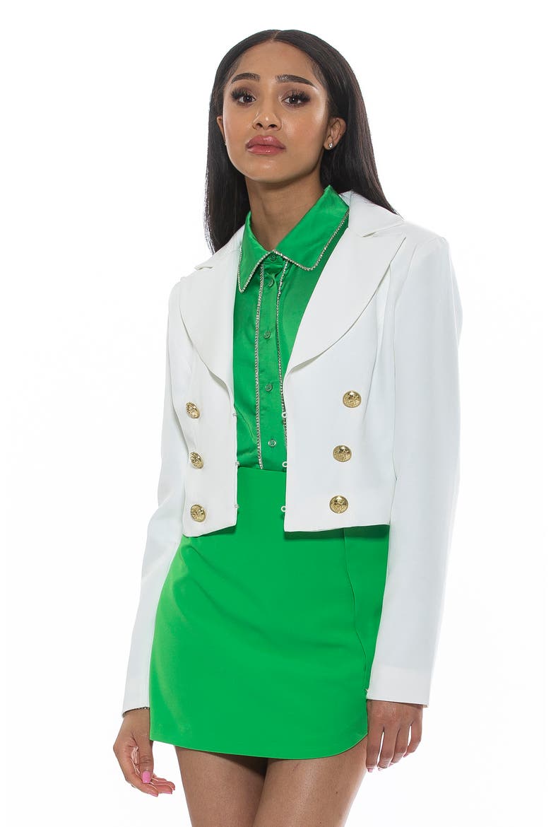 Jesse Cropped Blazer, Alternate, color, IVORY