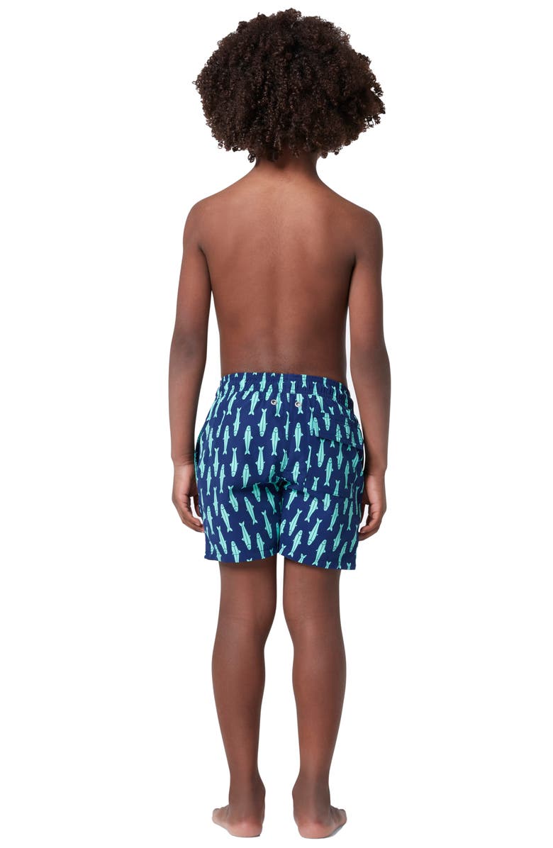 Tom & Teddy Kids' Fish Print Swim Trunks, Alternate, color, 
