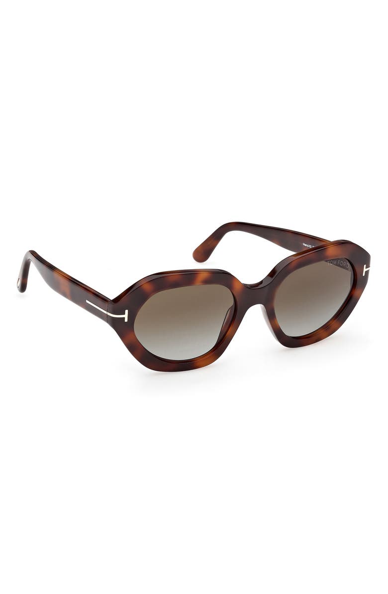 TOM FORD Meryl 53mm Gradient Geometric Sunglasses, Alternate, color, Blonde Havana / Gradient Green
