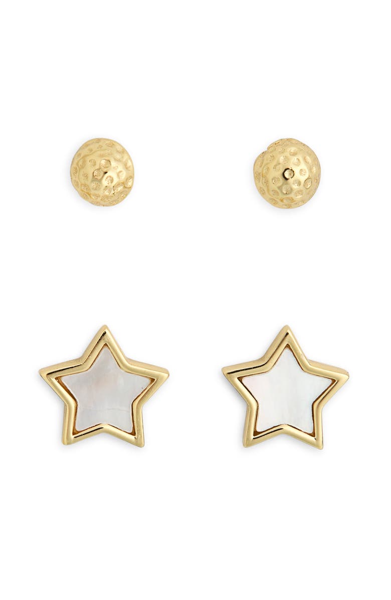 ARGENTO VIVO Mother-of-Pearl Star & Solid Stud Earrings, Main, color, Gold