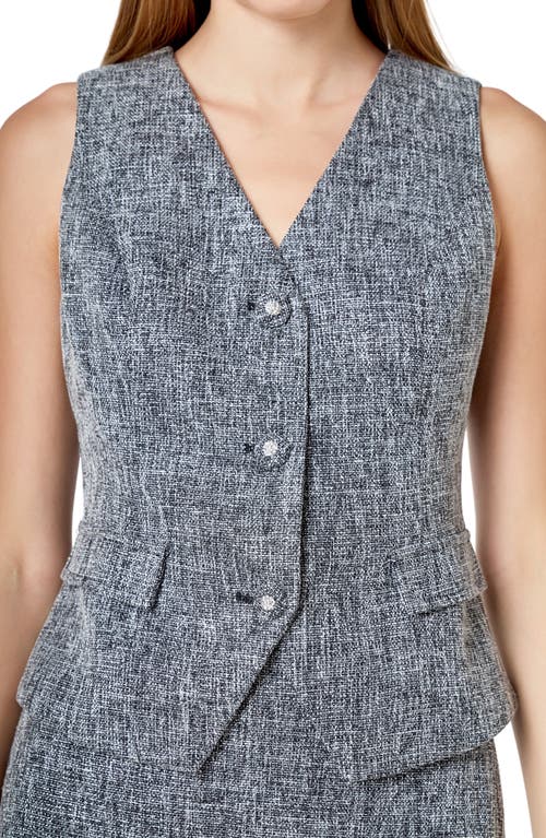 Endless Rose Tweed Button Vest In Gray