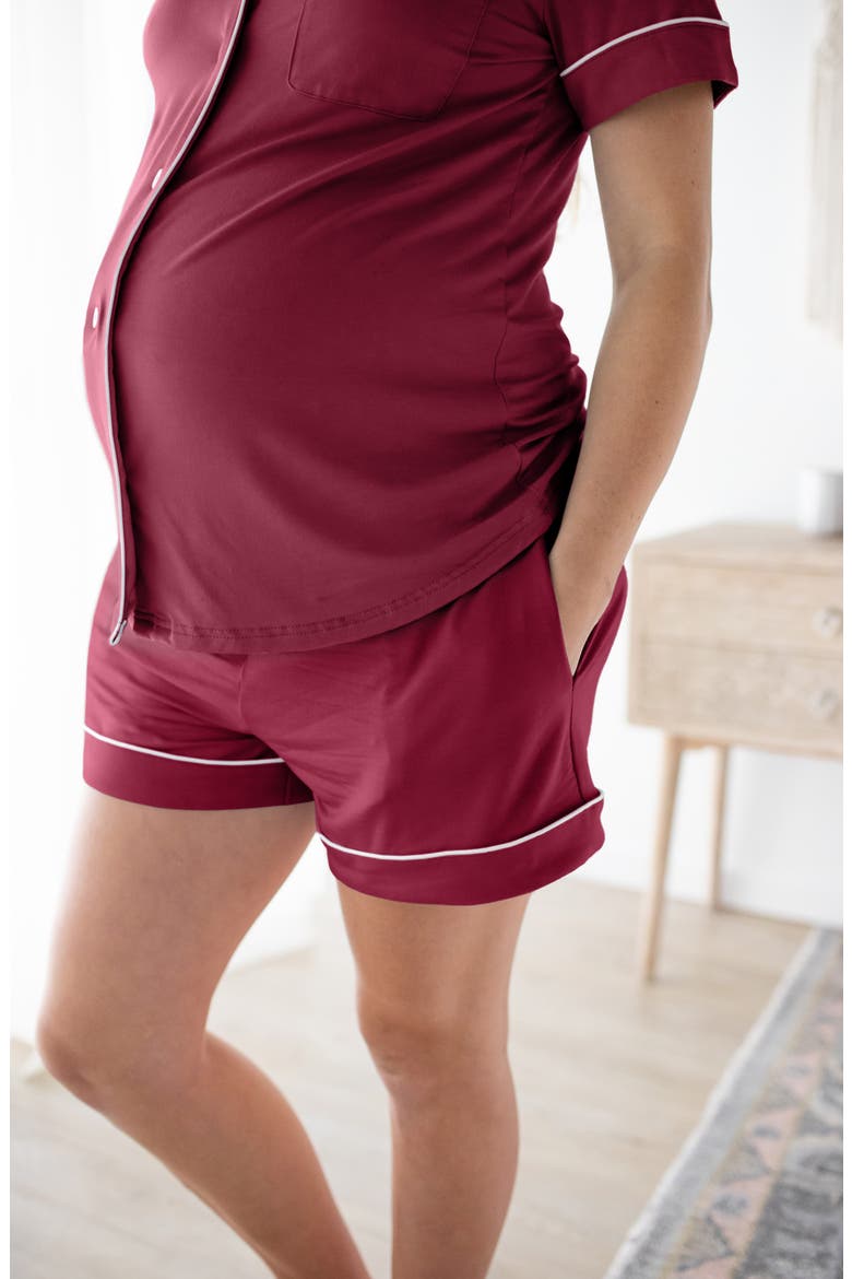 Clea Short Sleeve Pajama Set, Alternate, color, DEEP BERRY