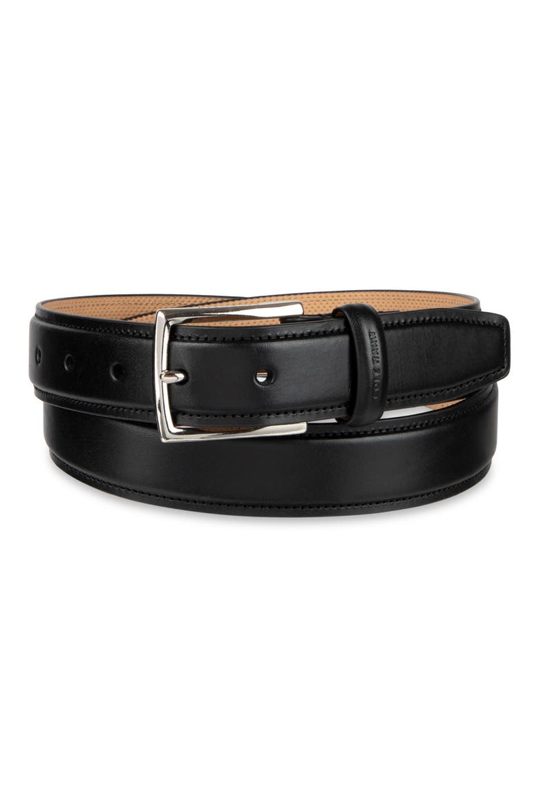 Burnished Edge Leather Belt, Alternate, color, BLACK