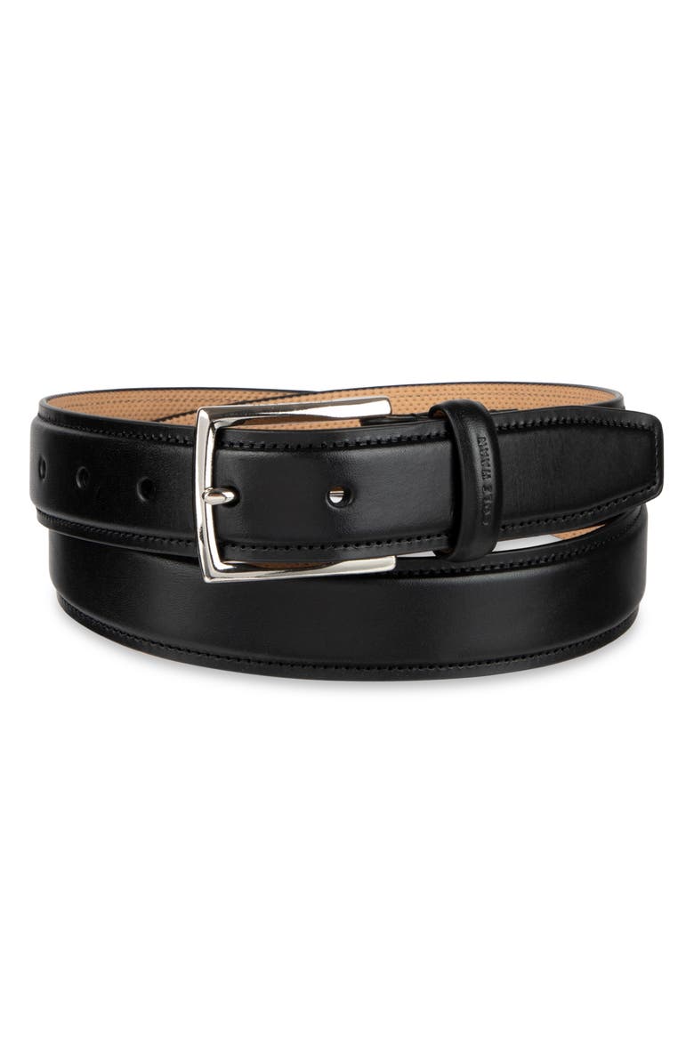 Cole Haan Burnished Edge Leather Belt, Alternate, color, Black