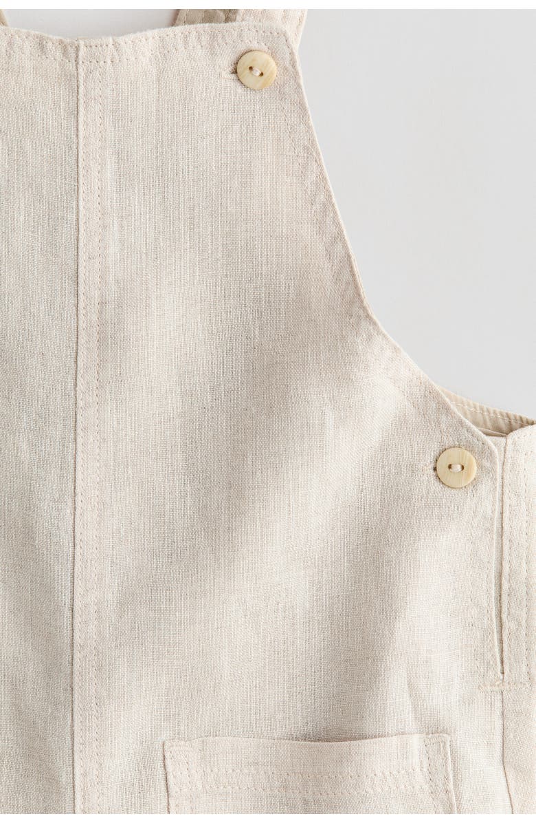 H&M Linen overall shorts, Alternate, color, Light Beige