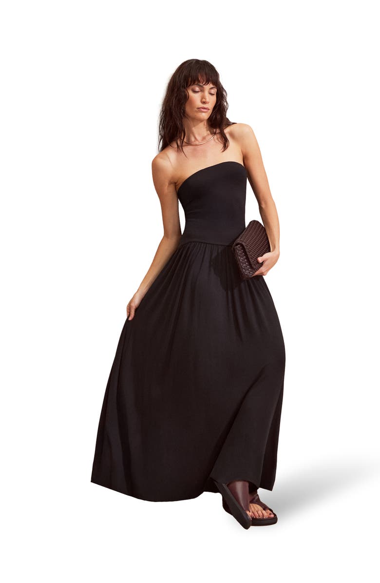 Ro&Zo Jersey Bandeau Dress, Main, color, Black