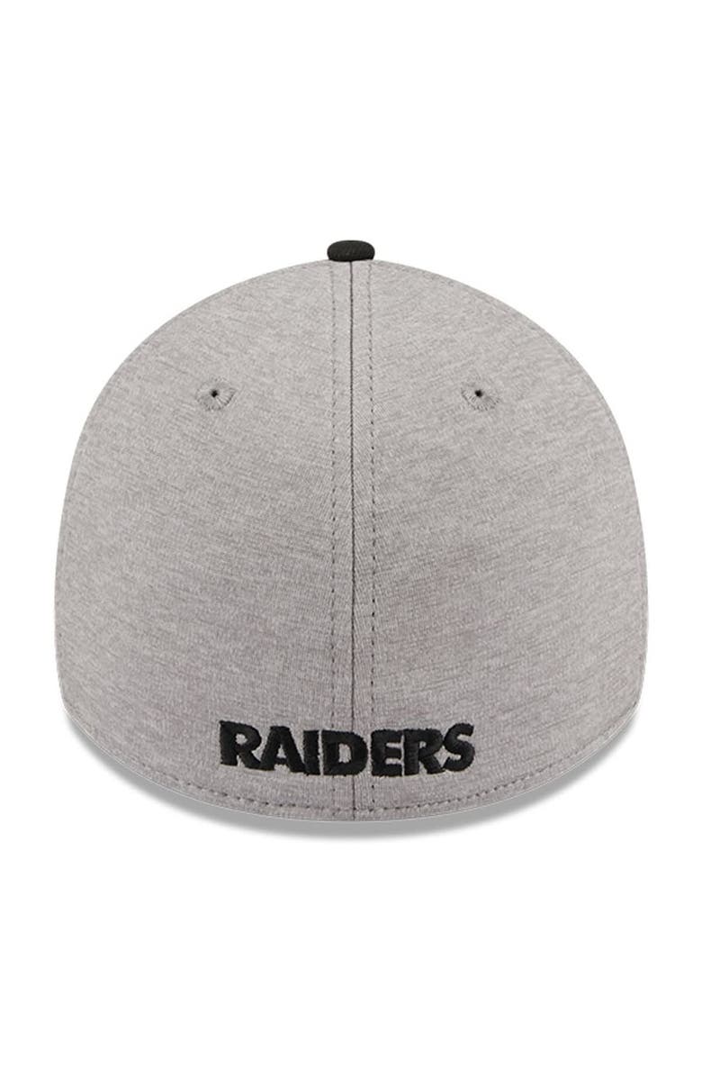 New Era Men's New Era Heather Gray/Black Las Vegas Raiders Striped 39THIRTY Flex Hat, Alternate, color, Heather Gray