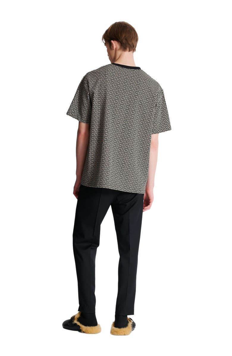 Balmain Monogram Jacquard T-Shirt, Alternate, color, Black