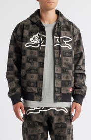 ICECREAM Credit Check Workwear Zip-Up Cotton Graphic Hoodie