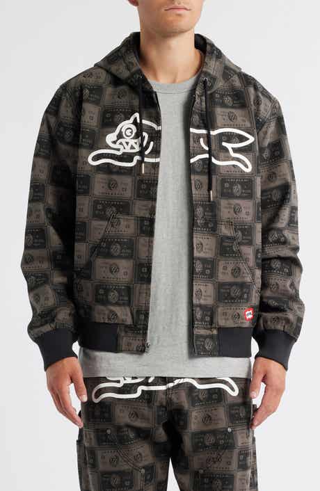 ICECREAM Credit Check Workwear Zip-Up Cotton Graphic Hoodie