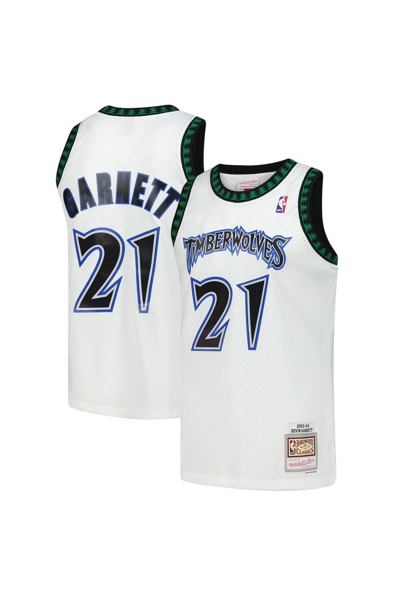 Men's Mitchell & Ness Kevin Garnett White Minnesota Timberwolves Hardwood Classics Swingman Jersey, Alternate, color, White