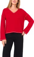Vince Camuto Contrast Detail V-Neck Sweater