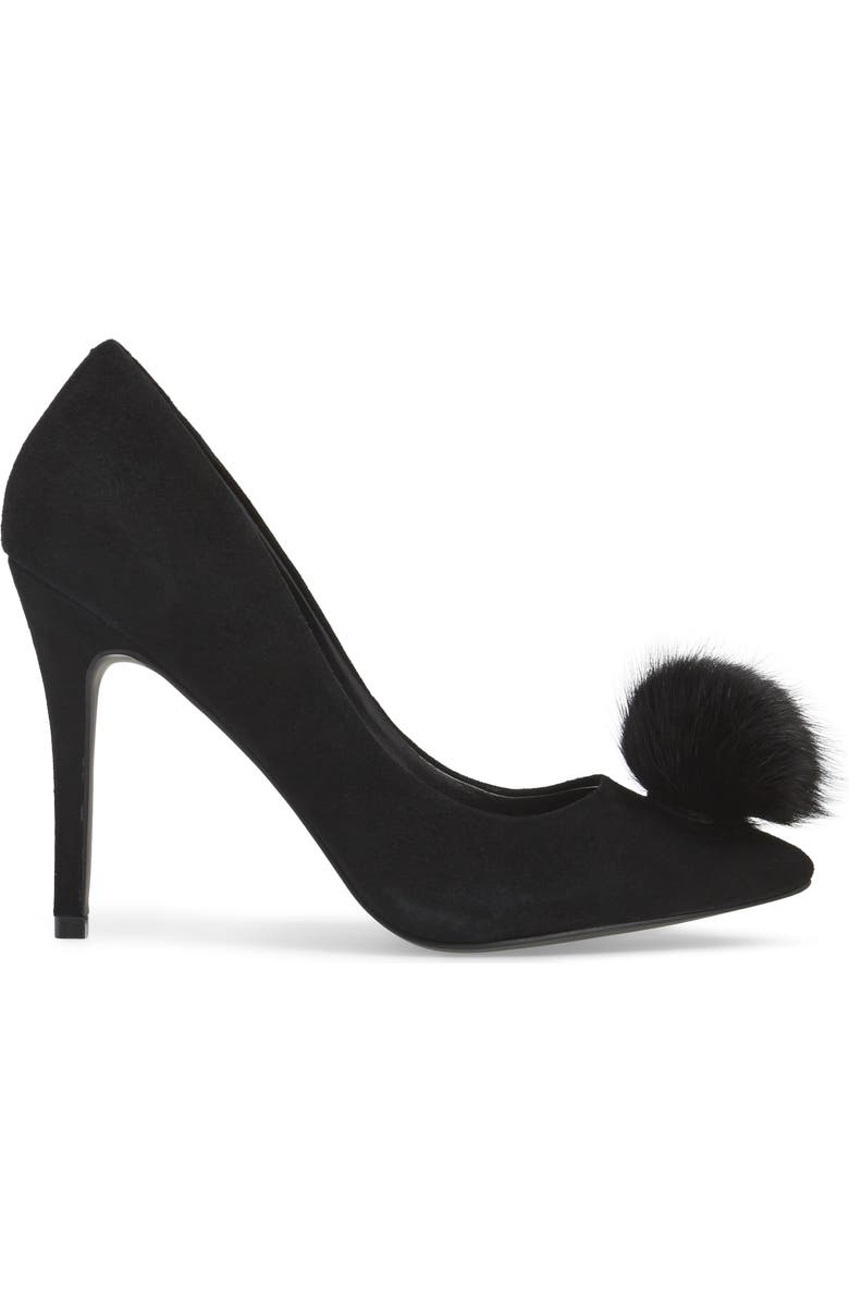 Charles by Charles David Pixie Pump with Genuine Fox Fur Pom, Alternate, color,