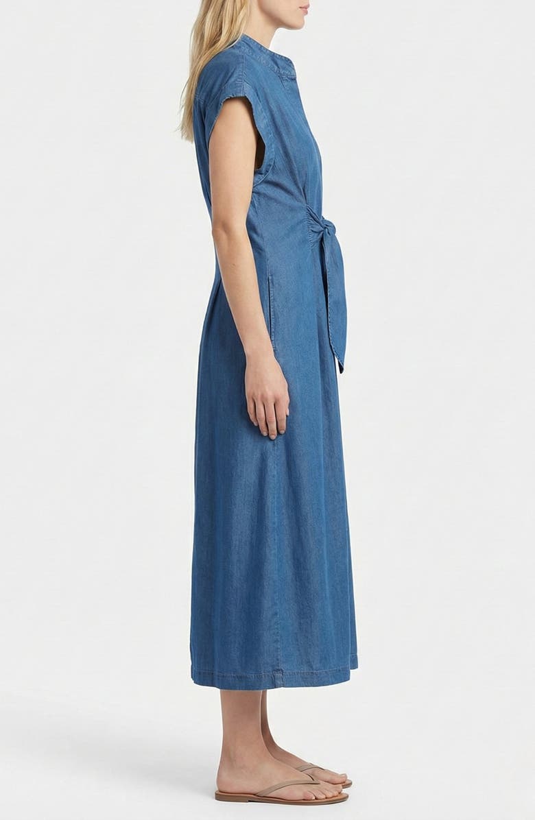 APNY Tie Front Denim Midi Shirtdress, Alternate, color, 