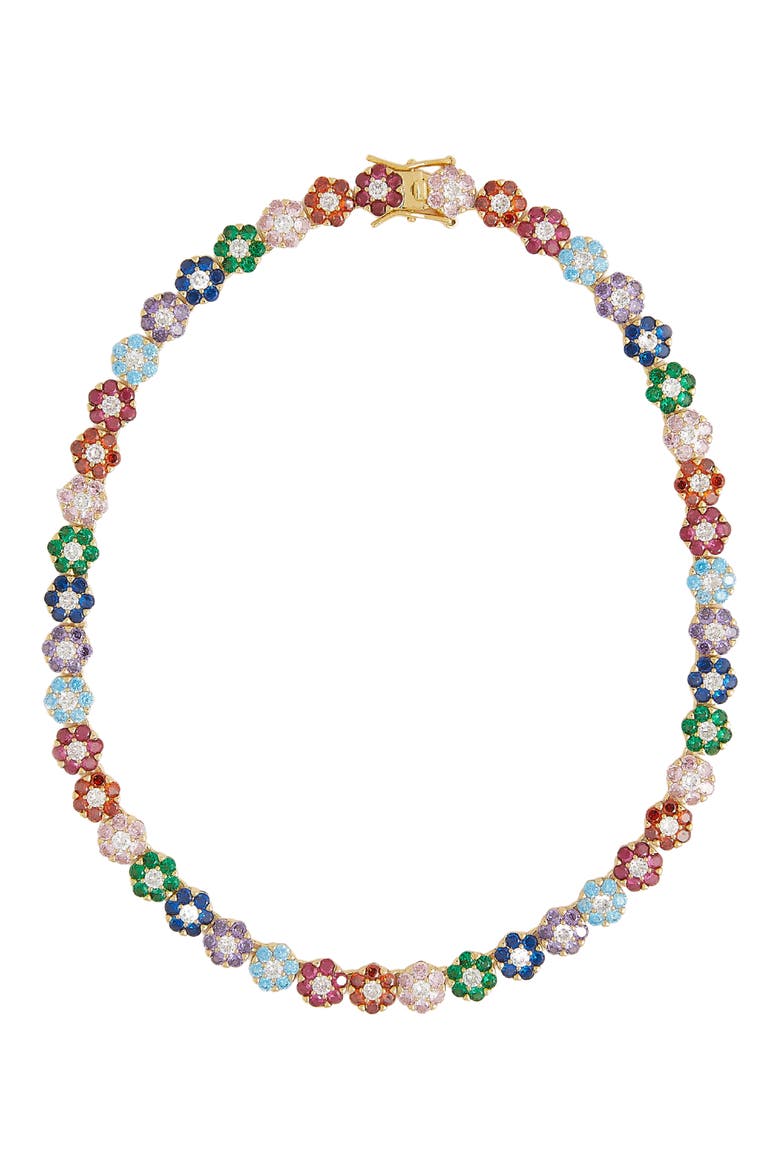 Orla Zircon Flower Collar Necklace, Main, color, GOLD MULTI