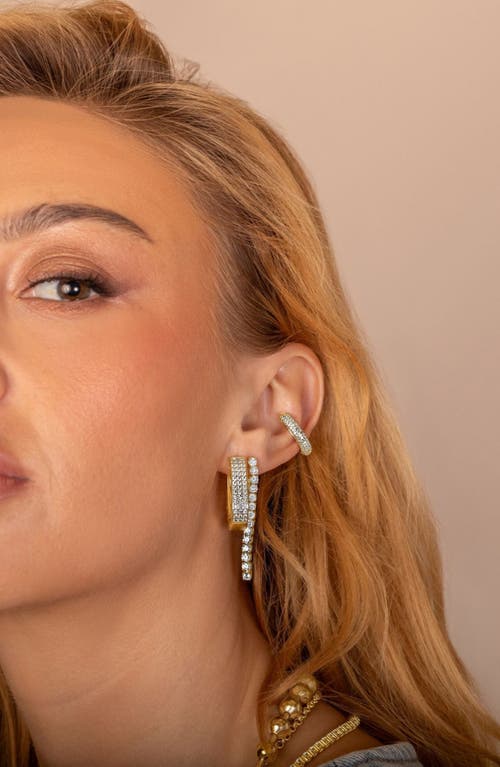 Shymi Pavé Chunky Horseshoe Hoop Earrings In Gold