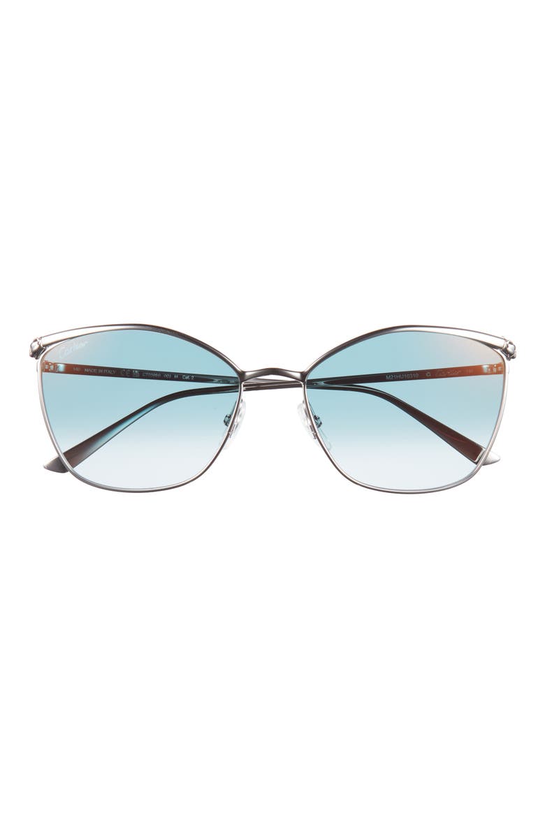 59mm Gradient Cat Eye Sunglasses, Main, color, SILVER