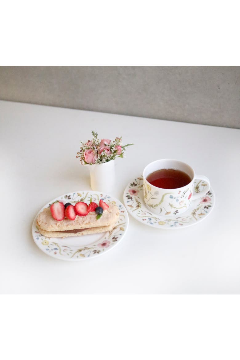 Scandinavian Floral Cup and Saucer, Alternate, color, Multi