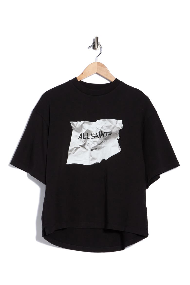 Amelie Scrunch Graphic Tee, Main, color, BLACK