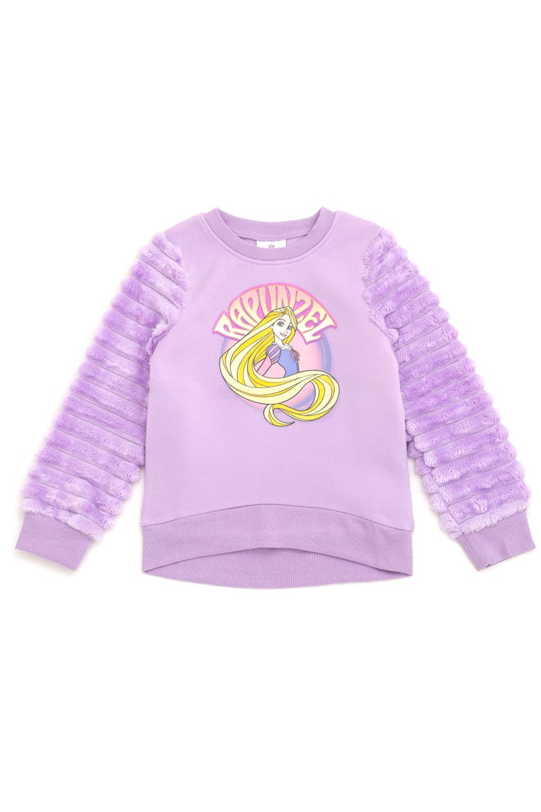Tangled Faux Fur Sweatshirt, Main, color, Purple Rapunzel
