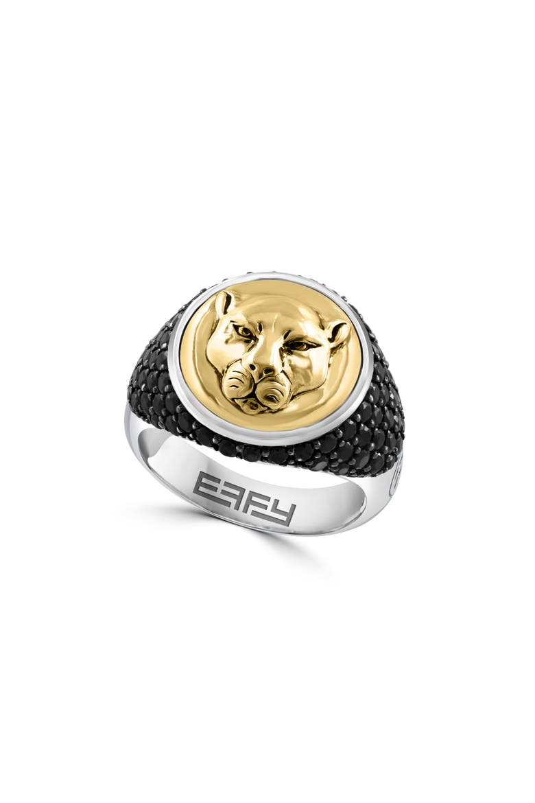 Men's Black Spinel Animal Two-Tone Ring, Main, color, BLACK