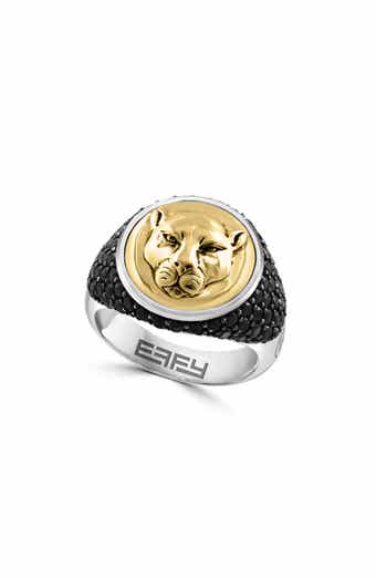 Men's Black Spinel Animal Two-Tone Ring