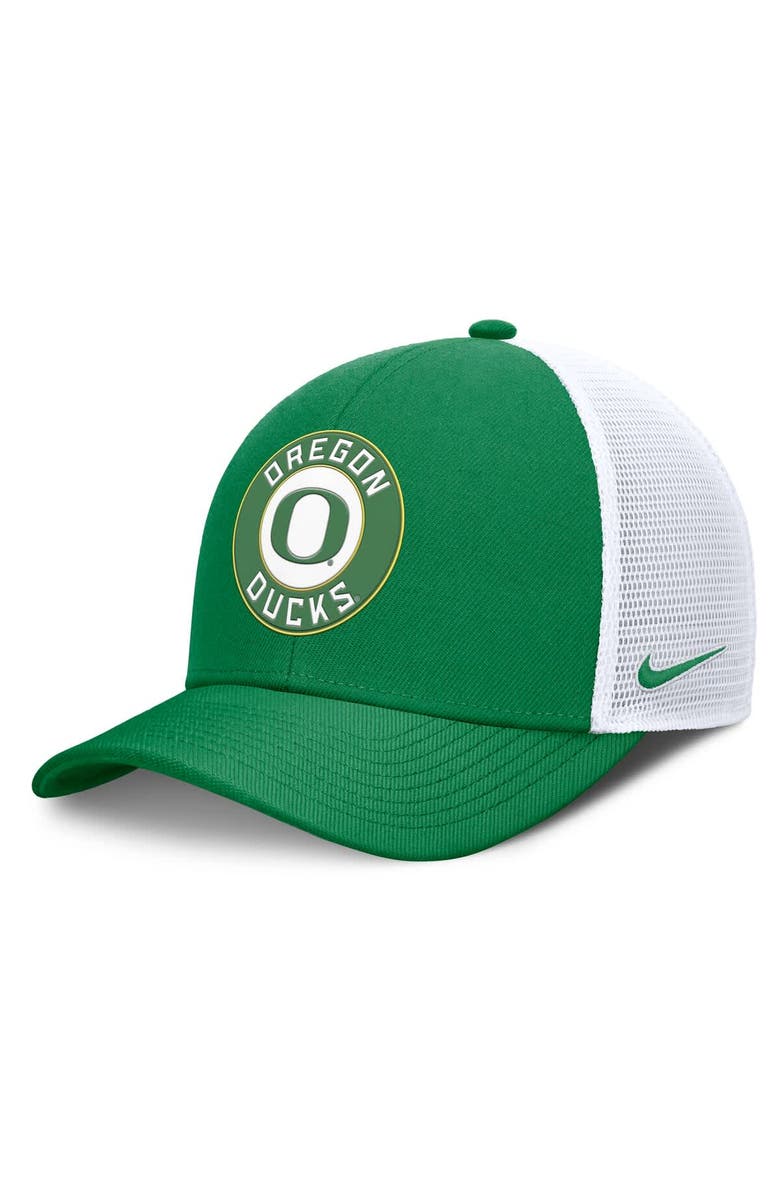 Nike Men's Nike Green/White Oregon Ducks Rise Primetime Performance Trucker Adjustable Hat, Main, color,