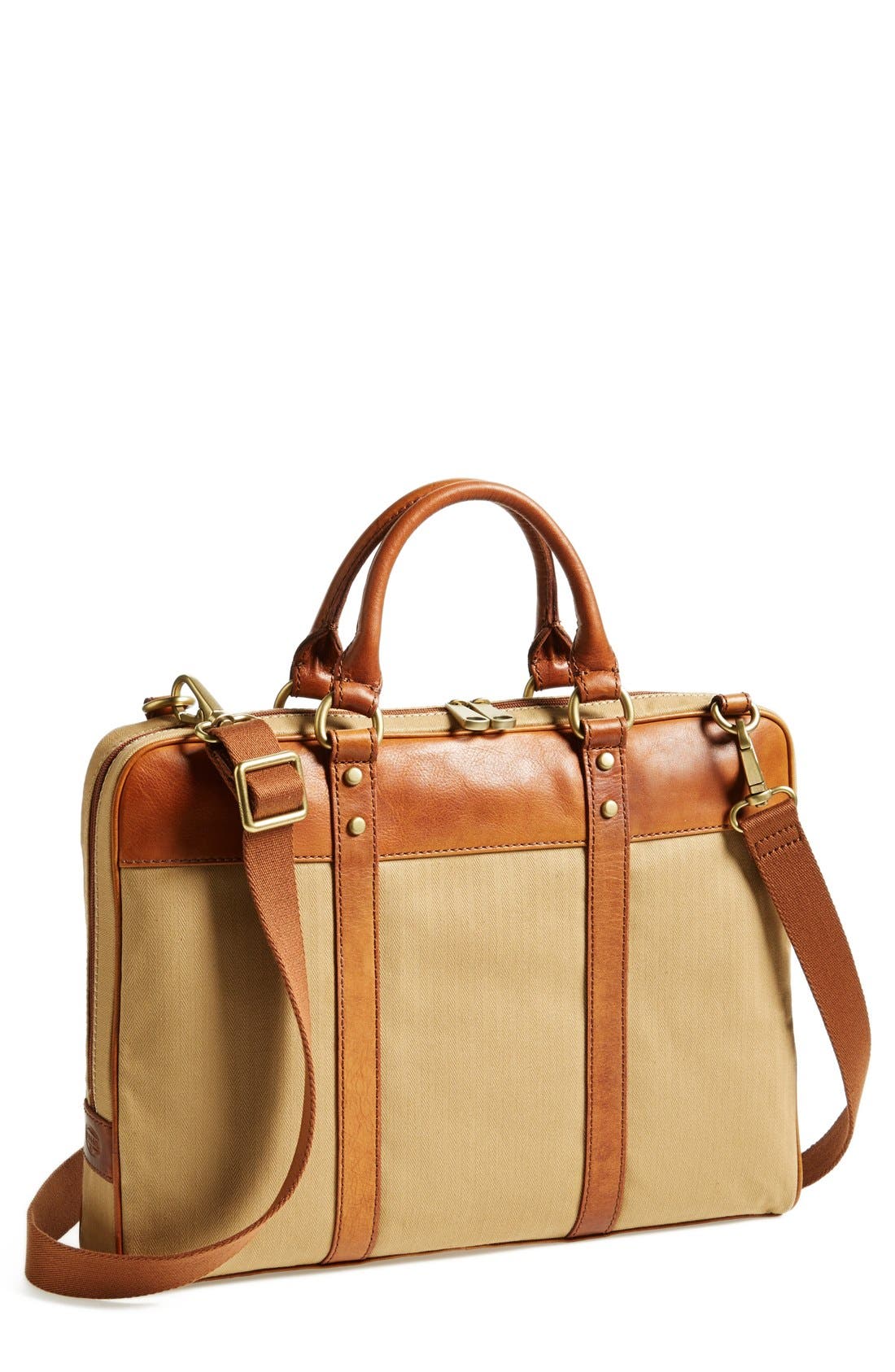 'Estate' Herringbone Briefcase, Main, color, KHAKI