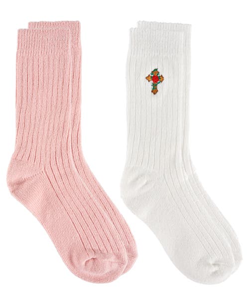 Ed Hardy Womens Ribbed Flat Slouchy Sock 2-pack In White