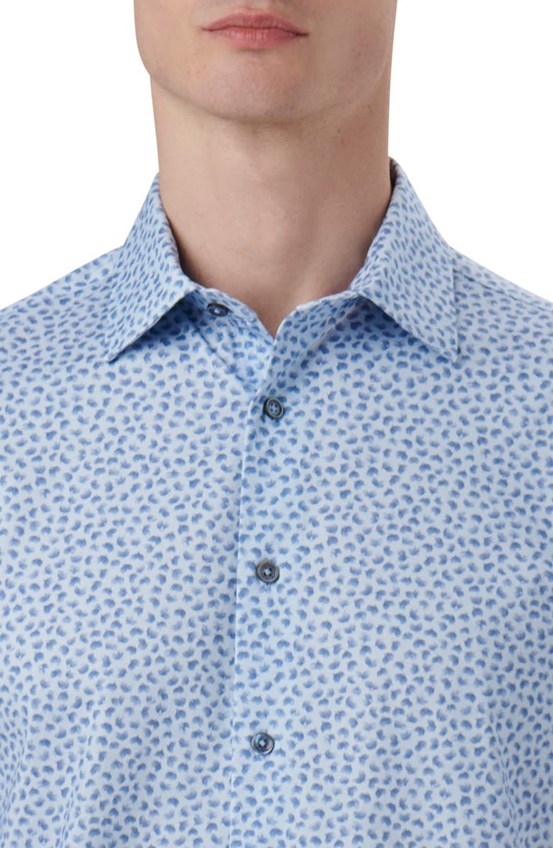Bugatchi Miles OoohCotton<sup>®</sup> Print Short Sleeve Button-Up Shirt, Alternate, color,