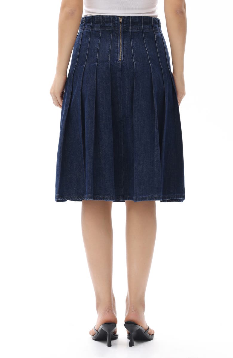 Bayeas Pleated High Waist Denim Skirt, Alternate, color, Dark Blue
