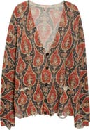 R13 Print Linen Boyfriend Cardigan