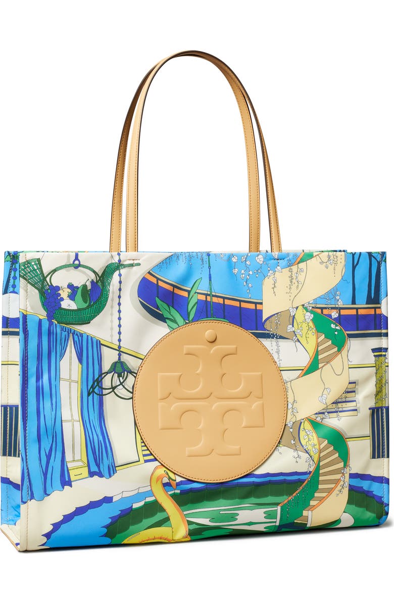 Tory Burch Ella Print Tote, Alternate, color, The Pool Blue