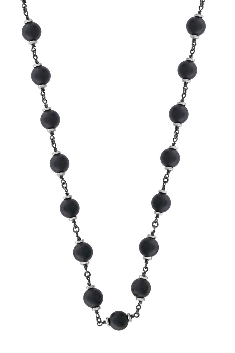 Onyx Sterling Silver Necklace, Main, color, BLACK