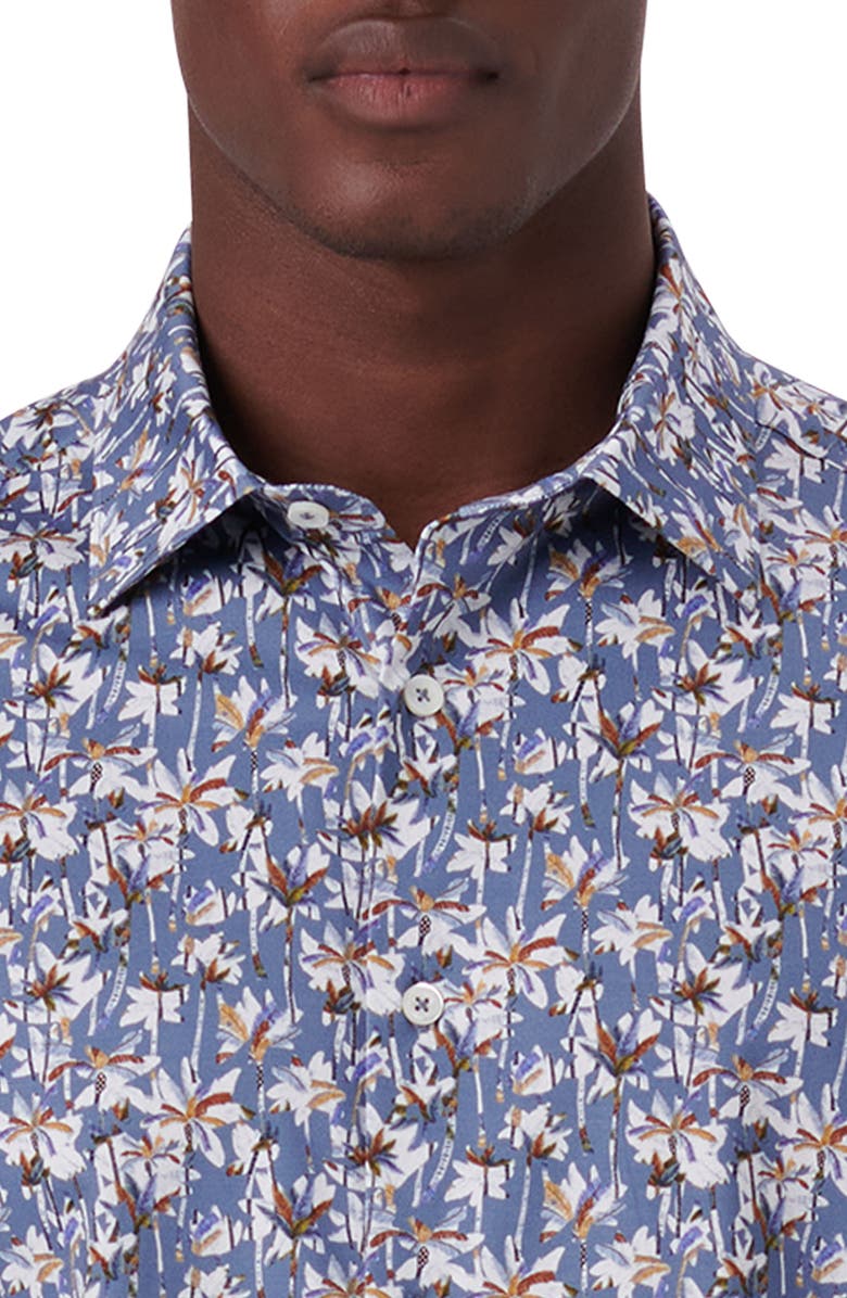 Bugatchi Milo OoohCotton<sup>®</sup> Short Sleeve Button-Up Shirt, Alternate, color, Air Blue