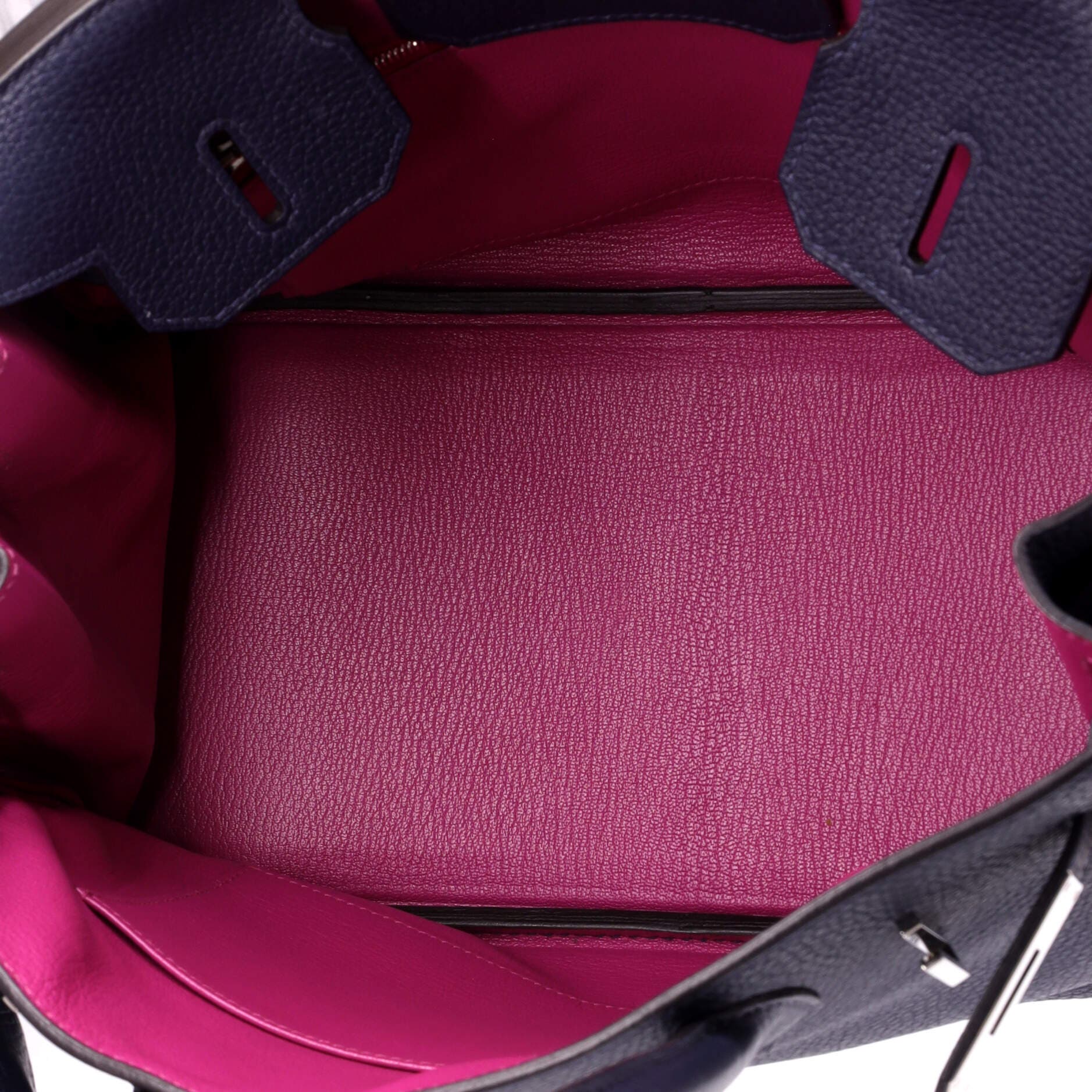 Pre-Owned Hermes Birkin Handbag Verso Clemence with Palladium Hardware 30, Alternate, color, Verso - Bleu Nuit/Rose Pourpre