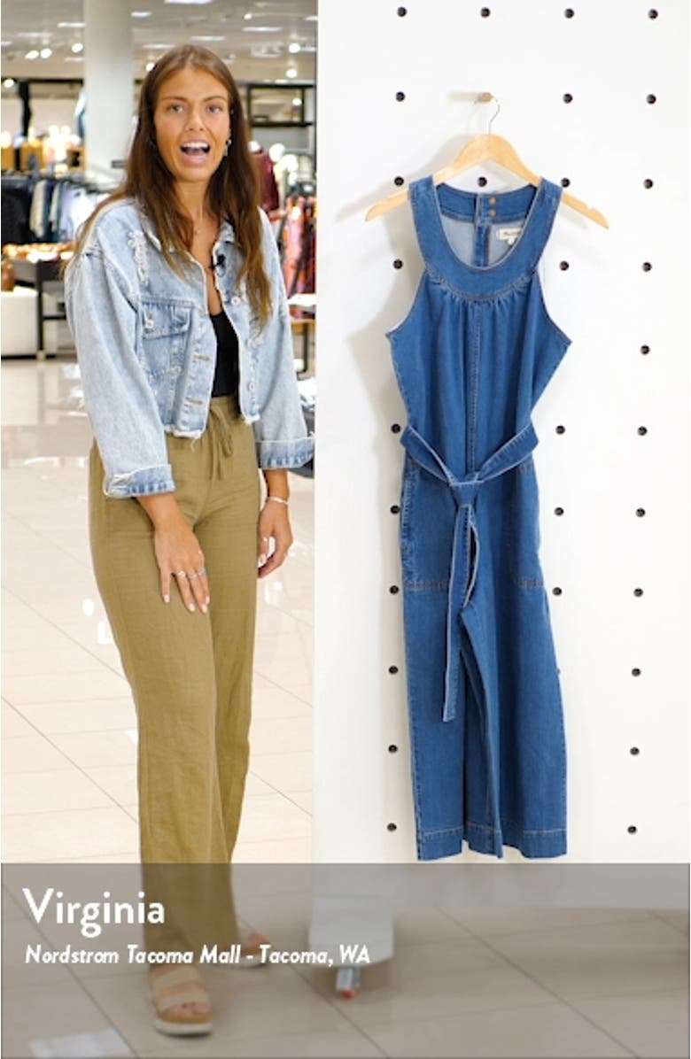 Halter Wide Leg Denim Jumpsuit, sales video thumbnail