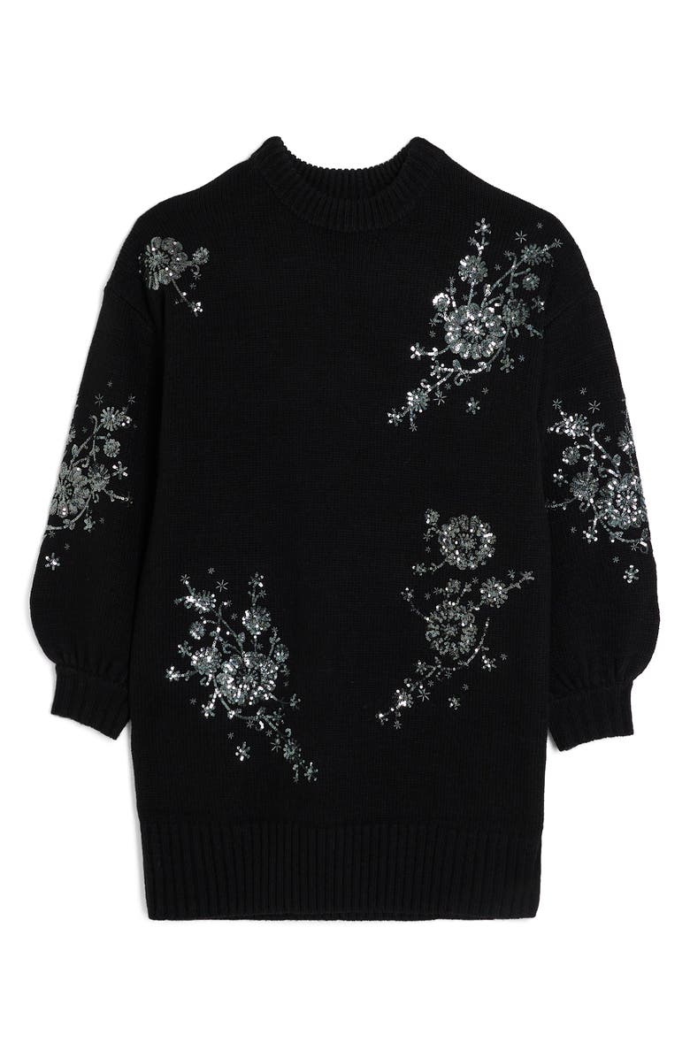 River Island Jessie Crystal Floral Embellished Long Sleeve Sweater Dress, Alternate, color, 