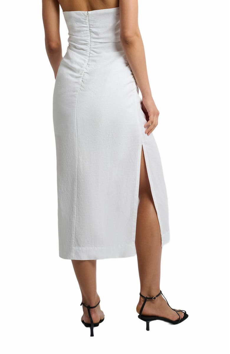 Onia Air Linen Ruched Halter Dress, Alternate, color, White
