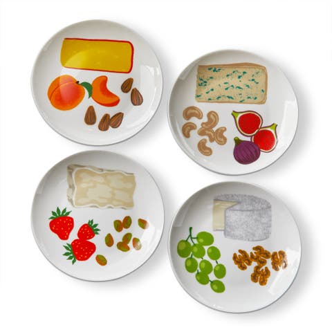 Fromage Appetizer Plates Set of 4 Multi Bone China 6x6 in