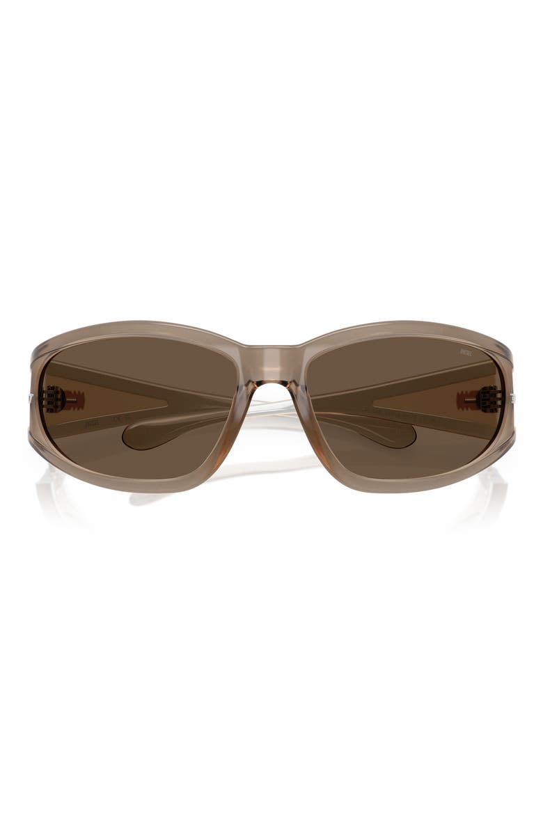 65mm Oversize Wrap Sunglasses, Alternate, color, METALLIC KAKI/ BROWN