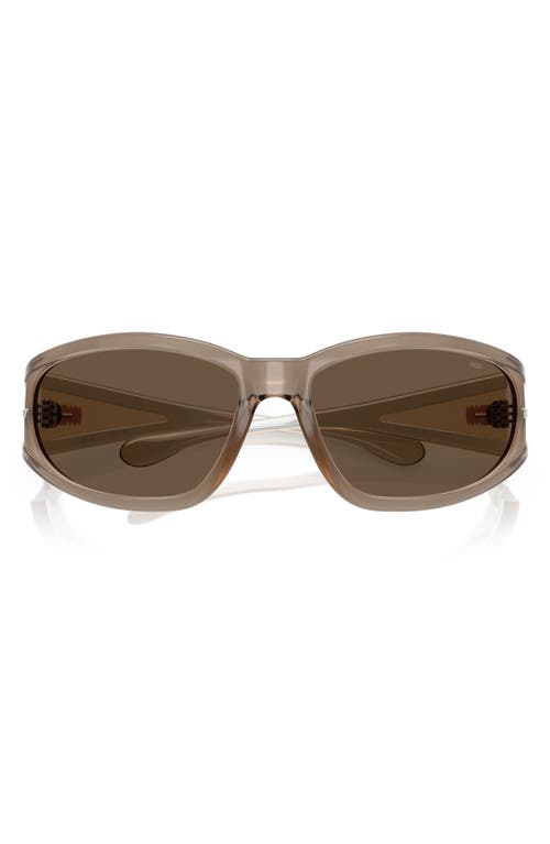 Diesel ® 65mm Oversize Wrap Sunglasses In Metallic Kaki/brown