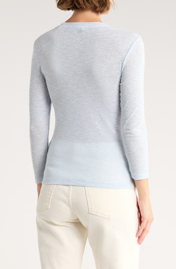 Microstripe Three-Quarter Sleeve T-Shirt